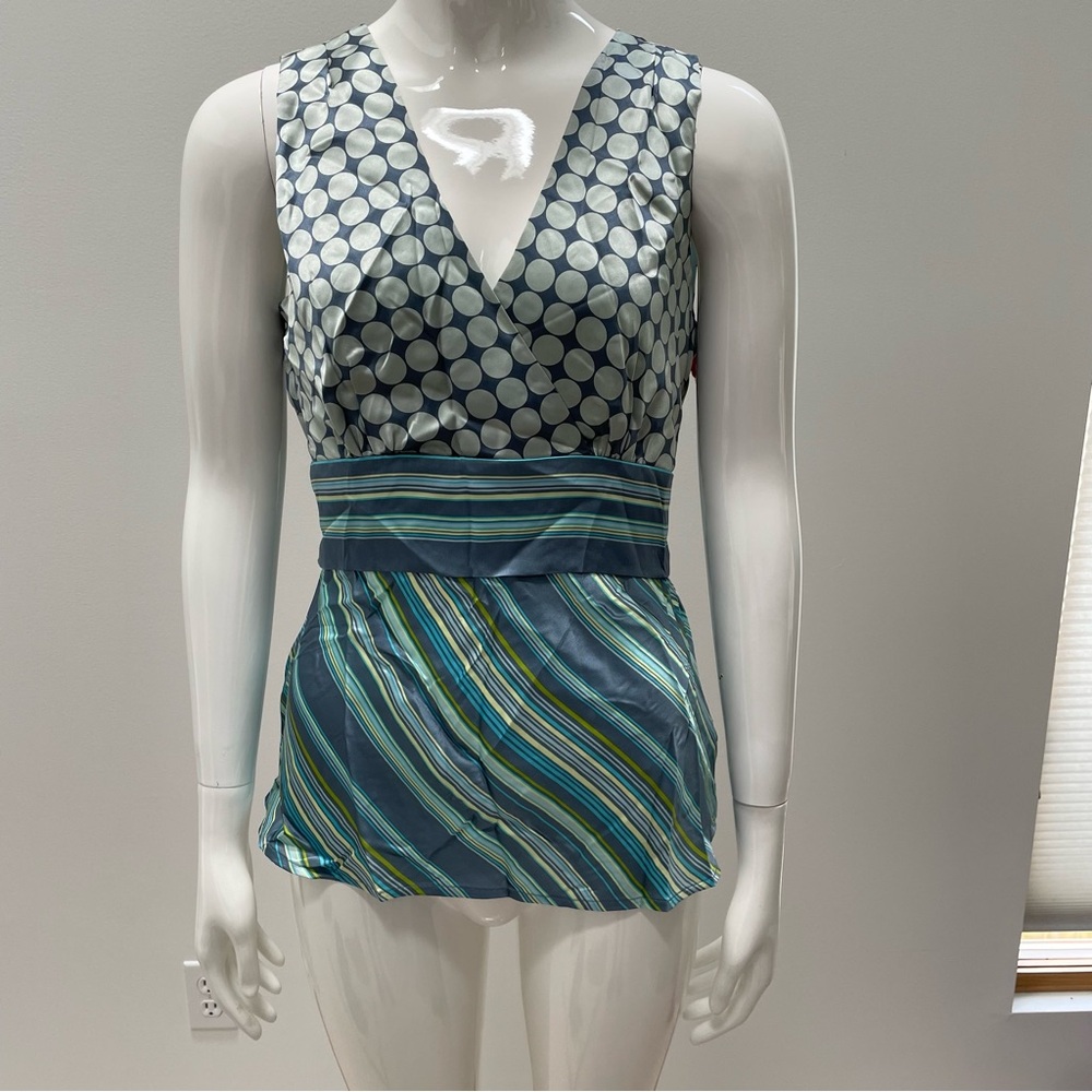 Old Navy Vintage Sleeveless Tie Back V Neck Dress Top - 100% Silk - Medium NWT